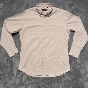Spier & Mackay Contemporary Button Down Shirt Mens 16.5 Beige Cotton